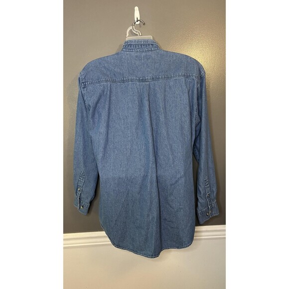 NASCAR 20 Shirt Mens Large Blue Denim Long Sleeve Button Down Racing Embroidered - Picture 5 of 8